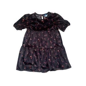 Old Navy Black Floral Velour Dress 5T